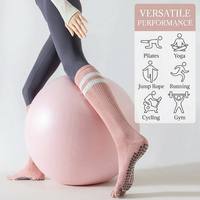 Chaussettes de yoga de luxe antidérapantes, hautes jusqu'au genou, à cinq doigts, avec compression, en mélange de coton respirant, pour le Pilates et la gym