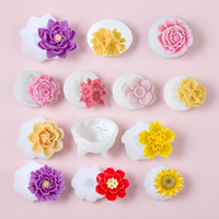 AK Blumen-Fondant-Kuchenformen für DIY Aromatherapie-Kerzen und Backen, 3D-Silikonform in Pfingstrosen- und Rosenform, leicht zu entformen, für Gelee und Pudding