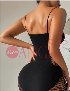 KISS ME ANGEL la meilleure mode noir grand trou tentation femmes mûres sexy babydoll robe <span class=keywords><strong>body</strong></span> collants sexy lingerie - Product Image 4