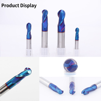 Fresa de punta de bola recubierta HANDERK Hrc65 azul Nano, juego de fresas de extremo de carburo sólido de 2 flautas para herramienta CNC