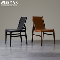 Meubles WISEMAX Mobilier de salle à manger Offre Spéciale Chaise de salle à manger moderne en cuir marron Siège en cuir pour restaurant en bois