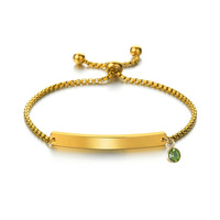 Bracelet en acier inoxydable incurvé avec lettrage, pierre de naissance de décembre, pour dropshipping DIY, tendance, pour fête parent-enfant