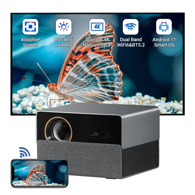 Hotack Hot Selling L006 6500 Lumens 300 Inch 1080p Smart Android 11 Wifi BT Mini Portable Projector 4k