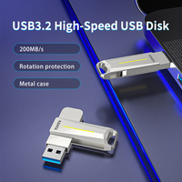 Clé USB KDATA avec logo personnalisé, 64 Go, 128 Go, clé USB en métal USB2.0 OTG, clé USB 256 Go 3.0 haute vitesse, clé USB pivotante