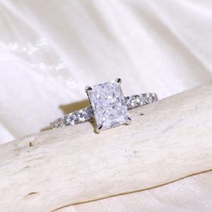 Tianyu Radiant Cut Moissanite Anillo de compromiso Joyería GRA Certificado 2ct 3ct Mossanite Chapado en oro Plata 925 Anillos para mujeres - Product Image 2