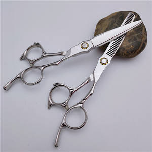 Tijeras de peluquería Red Blade de 6 pulgadas, tijeras de entresacar de acero inoxidable 304 para diestros, tijeras planas con tornillo de rodamiento - Product Image 1