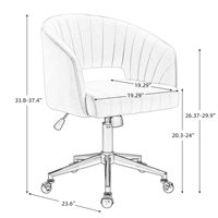 Chaise de bureau moderne en velours DM Factory, réglable en hauteur, pivotante à 360° °   Fauteuil pivotant avec dossier incurvé et base en métal doré