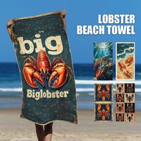 Serviette de plage Langouste personnalisée en microfibre suédée ultra douce, absorbante et à séchage rapide, idéale pour la piscine et le tourisme