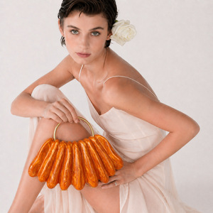 Sac de soirée en acrylique marbré pour <span class=keywords><strong>femme</strong></span>, pochette en forme de coquille, sac à main avec poignée dorée, sac à bandoulière en marbre - Product Image 6