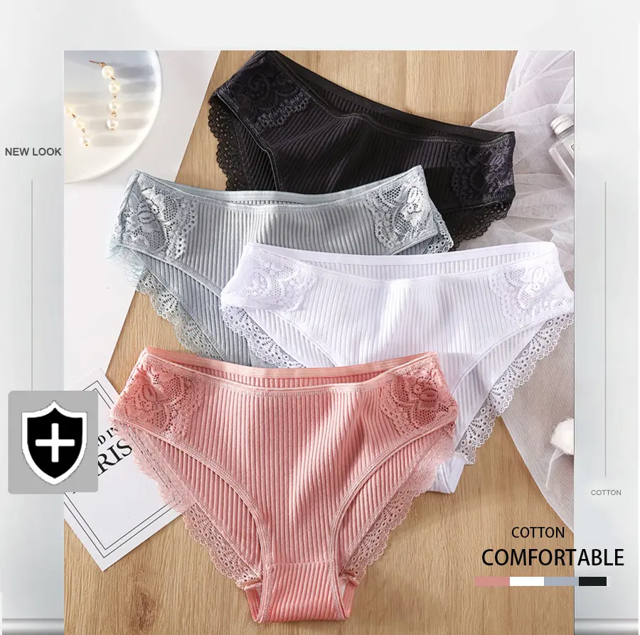 FINETOO-culottes en coton pour femme, lot de 3, sous-vêtements confortables, bon pour la peau, Sexy, taille basse, vente en gros