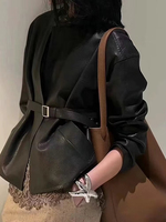 3108 haute qualité noir manches longues col montant femmes veste en cuir véritable avec ceinture