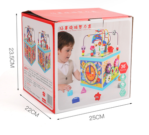 Cubo di Attività Montessori in Legno con Animali, Scrigno del Tesoro e Gioco del Labirinto di Perline |   Giocattolo educativo per abbinare le forme per bambini di 2-4 anni |   Unisex - Product Image 5