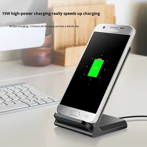 Promotion Custom Logo Hot-Selling Universal <b>Wireless</b> Charger 15W Desktop Vertical <b>Stand</b> 2-in-1 <b>Wireless</b> <b>Charging</b> - Product Image 2