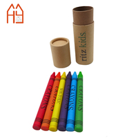 Kinderen Niet-Giftige Crayons 6 Kleuren Tekenen Crayon Set Eco Kraft Papier Buis Verpakking Kunst Schilderen Schoolkantoorbenodigdheden Feestartikelen