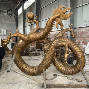 بلفي التميمة الصينية التقليدية حديقة المعادن في الهواء الطلق الذهب النحت التنين - Product Image 5