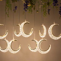 Lustre Lune Lumineuse en Acrylique 2026 pour Mariage, Décoration Romantique et Créative de Scène de Mariage, 10 Lunes Diamantées