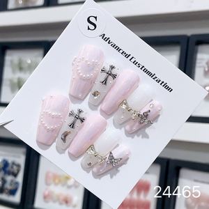 <span class=keywords><strong>Uñas</strong></span> Acrílicas Hechas a Mano con Diseño de Flores Talladas en 3D, Fáciles de Aplicar, Estilo Invernal Prediseñado para Salón de <span class=keywords><strong>Uñas</strong></span> - Product Image 3