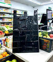 Grand sac de courses en PE imprimé sur mesure, sac de transport jetable en plastique pour supermarché et épicerie