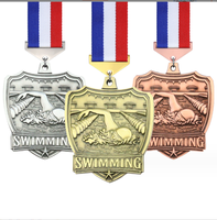 Medallas Deportivas de Natación de Metal con Diente de Tiburón 3D de Australia al por Mayor, con Diseño Personalizado, Aleación de Zinc, Oro, Plata, Bronce, Premio de Natación