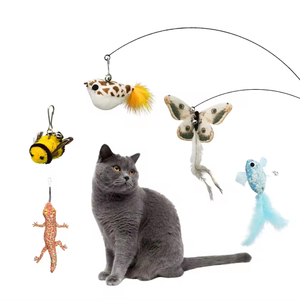 Juguete para Gatos con Plumas y Campana, Varilla Larga, Repuesto de Cabezal para Juguete de Gato - Product Image 1