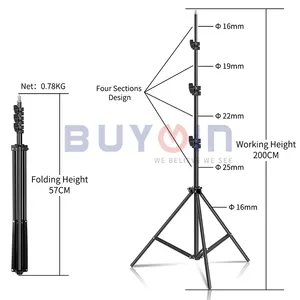 Buywin 2.1 Meter Verstelbare Hoogte Selfie Ring Licht Statief Light Stand Ring Licht Statief