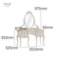 Ensemble de toilette Seraphina en perles dorées |   Table de toilette classique française de luxe avec miroir - EKAR FURNITURE