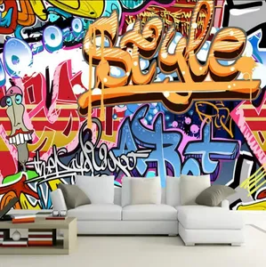 ที่กําหนดเองภาพจิตรกรรมฝาผนัง 3D การ์ตูน Graffiti ผนังกระดาษความชื้นสไตล์โมเดิร์นสําหรับห้องนอนเด็กห้องนั่งเล่นตกแต่งบ้านวอลล์เปเปอร์