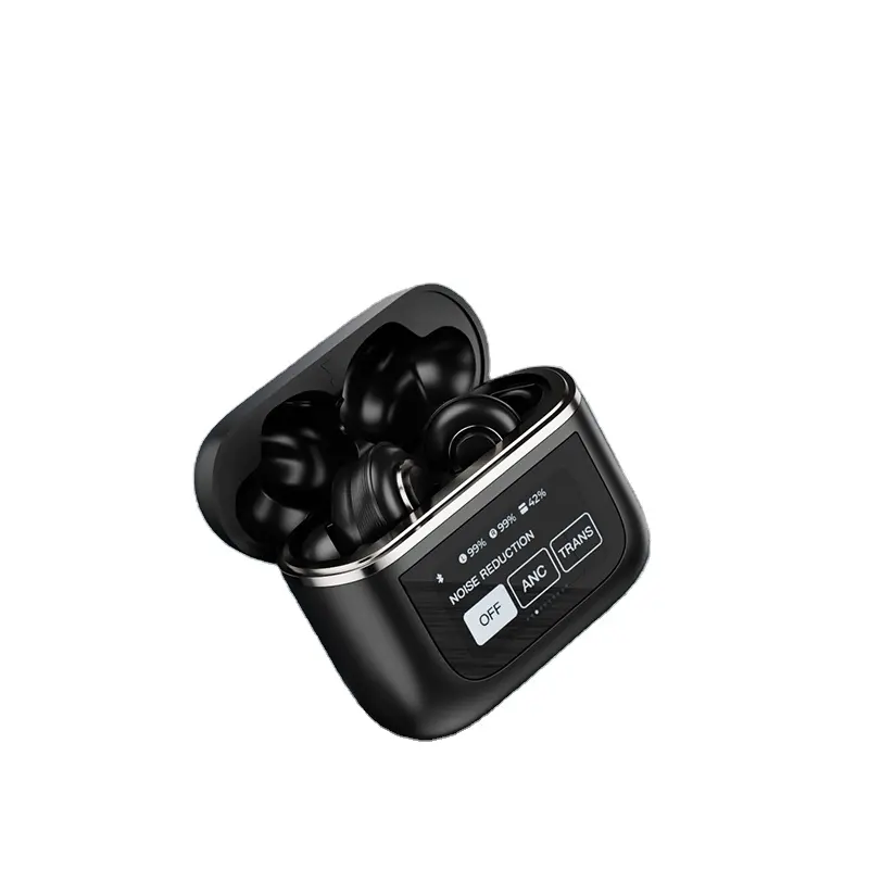 Nimigo Waterproof TWS ANC V8 bluetooth headset Digital Display Bluetooth headphone game LCD Touch screen Wireless earphone