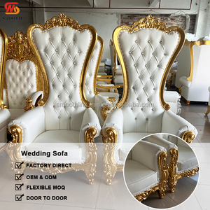Sedie Trono Dorate con Schienale Alto SMOOTH King e Queen, Sedie di Lusso Reali per Sposo e Sposa - Product Image 2