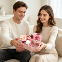 Kotak Perhiasan Mawar Abadi Berbentuk Hati, Hadiah Mawar Abadi untuk Hari Ibu, Hari Valentine, Natal, Ulang Tahun