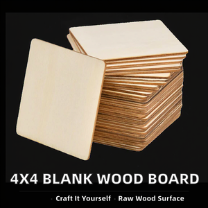 Pannelli di Legno Grezzo Quadrati 4x4 Pollici in Pino per Progetti Artistici Fai-da-Te, Ideali per Dipingere e Disegnare - Product Image 2