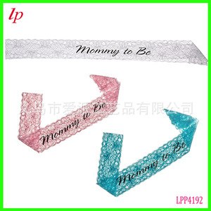 Cinta de encaje para futura mamá, blanca con letras negras, ajustable, para accesorios de fiesta de baby shower - Product Image 4