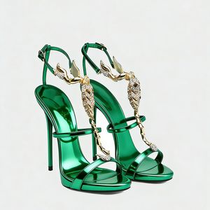 Sandali con tacco a spillo in vera pelle, stile romano, traforati con decorazioni metalliche, <span class=keywords><strong>tacchi</strong></span> alti alla moda per serate in discoteca e feste - Product Image 6