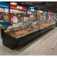Vitrine de présentation de plats chauds pour supermarché 60-65 ° Unité chauffante pour pizzas et repas prêts à consommer