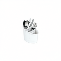 Escurridor de cubiertos blanco para cocina, de diseño ovalado minimalista, de acero inoxidable, de secado rápido, funcional, de material PP.