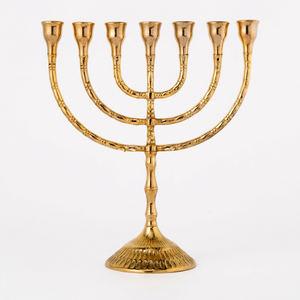 Menorah 7-Branch Flameless <b>Brass</b> Handmade Eco-Friendly <b>Candlestick</b> Holder for Christmas and Easter - Product Image 1