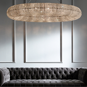 Nouveau <span class=keywords><strong>design</strong></span> Personnalisé maison hôtel chromé goutte pendaison grand anneau cristal <span class=keywords><strong>lustre</strong></span> pendentif lumière - Product Image 2