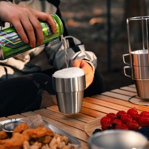 Ensemble de tasses à café portables en acier inoxydable 304 à double paroi, isolées, 4 pièces, pour le camping en plein air, le barbecue, légères - Product Image 2