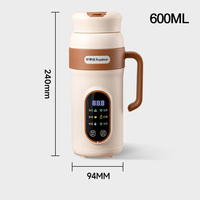 Bouilloire électrique portable de 600 ml en acier inoxydable, tasse à eau de voyage avec fonction de chauffage, petite et pratique pour une utilisation en déplacement
