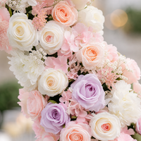 Ensemble d'arche de fleurs artificielles en roses de soie en forme de cœur rose, fait main, durable, respectueux de l'environnement, pour décorations de mariage intérieures et extérieures