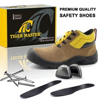Chaussures de sécurité Tiger Master en cuir suédé marron, anti-perforation, embout en acier, semelle PU antidérapante et résistante à l'huile pour hommes – Idéales pour l'entrepôt