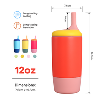 Everich Best Seller Gobelet pour enfants personnalisé à double paroi de 12 oz, en acier inoxydable 304, anti-fuite, passe au lave-vaisselle, sans BPA