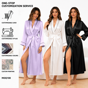 Elegante Conjunto <span class=keywords><strong>de</strong></span> Batas <span class=keywords><strong>de</strong></span> Novia ODM, Transpirables, con Cintura Elástica, Nombre Personalizado, Regalo para la Novia y Damas <span class=keywords><strong>de</strong></span> Honor, Ropa <span class=keywords><strong>de</strong></span> Dormir <span class=keywords><strong>de</strong></span> Satén - Product Image 1
