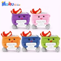 Boneka Rajut Lucu Dumpster Fire untuk Dukungan Emosional, Buatan Tangan, Positif dengan Kartu, Teman Meja, Hadiah Unik untuk Menghilangkan Stres di Kantor