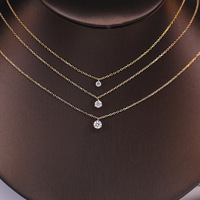 Collar de joyería fina chapado en oro de 14K, collar con colgante de plata de ley 925 de moissanita redonda pequeña para mujer