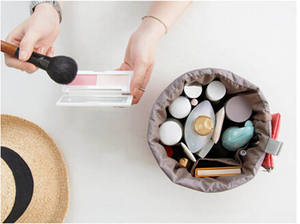 Borsa per il Trucco Multifunzione ad Alta Capacità, Impermeabile, con Coulisse, per Viaggi, Beauty Case Cilindrico, Valigetta per Cosmetici - Product Image 6