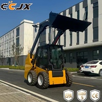 Mini-chargeuse compacte professionnelle avec cabine chauffée, 4 roues motrices, transmission hydraulique pour travaux de construction en hiver dans les régions froides