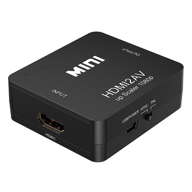 HDMI to RCA AV Converter HDMI to AV Adapter for Android TV Smart Box Laptop 1080P 720P 480P NTSC/PAL HDMI2AV Black