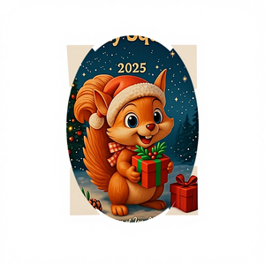 Calendrier de l'Avent créatif de Noël en forme de boîte mystère avec arbre en verre marin, écureuil suspendu, logo, boîte colorée - Product Image 1