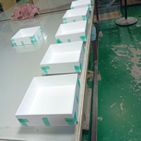 Présentoir de cube en acrylique blanc présentoir de table de buffet bas creux contremarches de nidification pour la restauration bijoux figurines montrer la nourriture